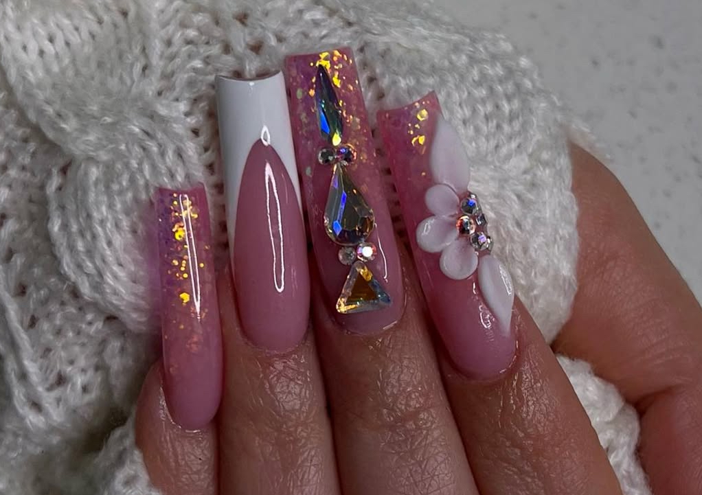 Acrylic Nail Art/ 3D flowers