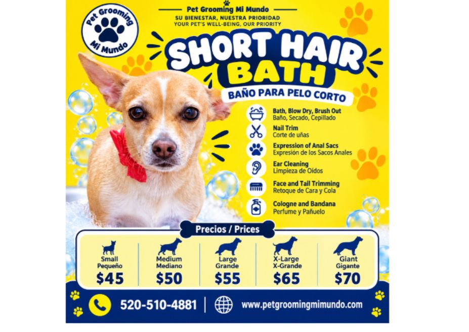 Short Hair Bath ( To confirm your appointment, a $25 deposit is required.)
