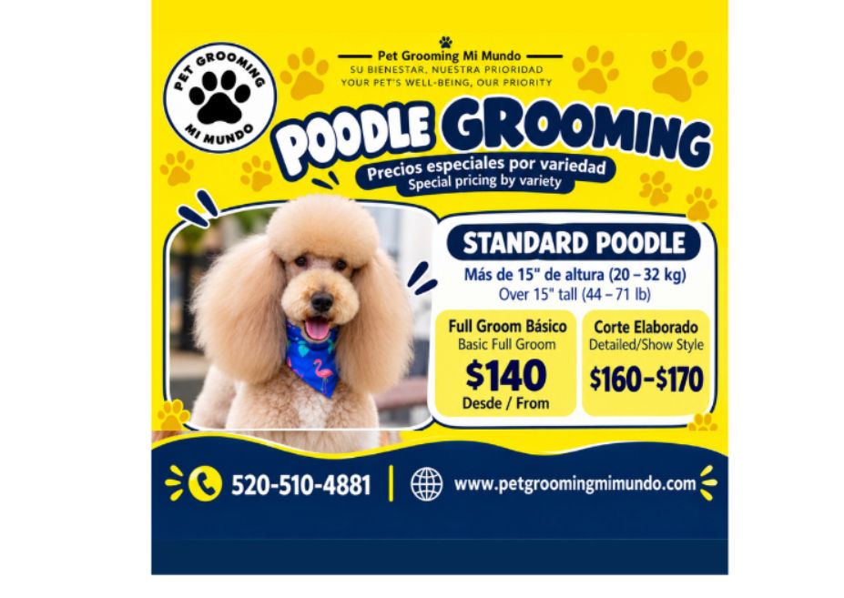 Standard Poodle Groom (To confirm your appointment, a $25 deposit is required.)