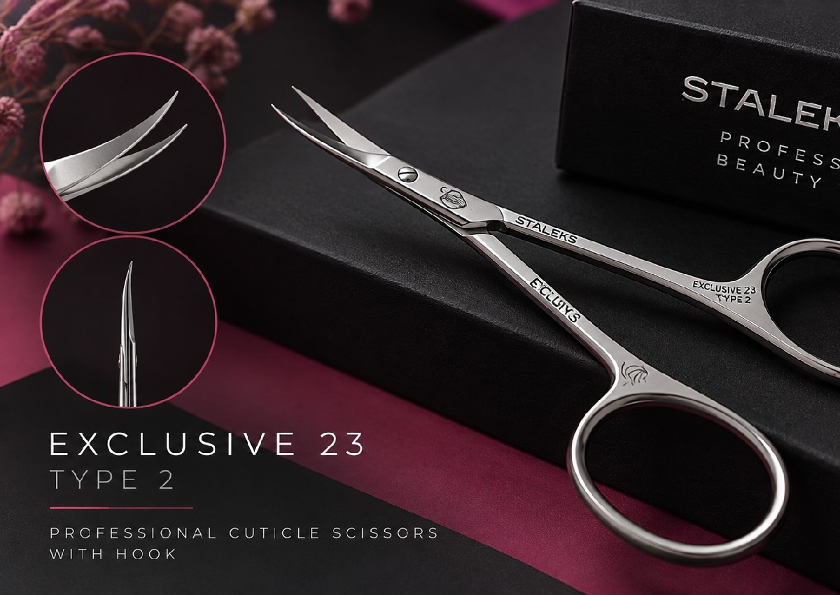 STALEKS EXCLUSIVE 23 TYPE 2 Professional Cuticle Scissors with Hook.