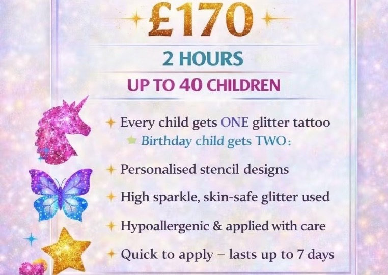 GLITTER TATTOO Party (up to 40 guests)