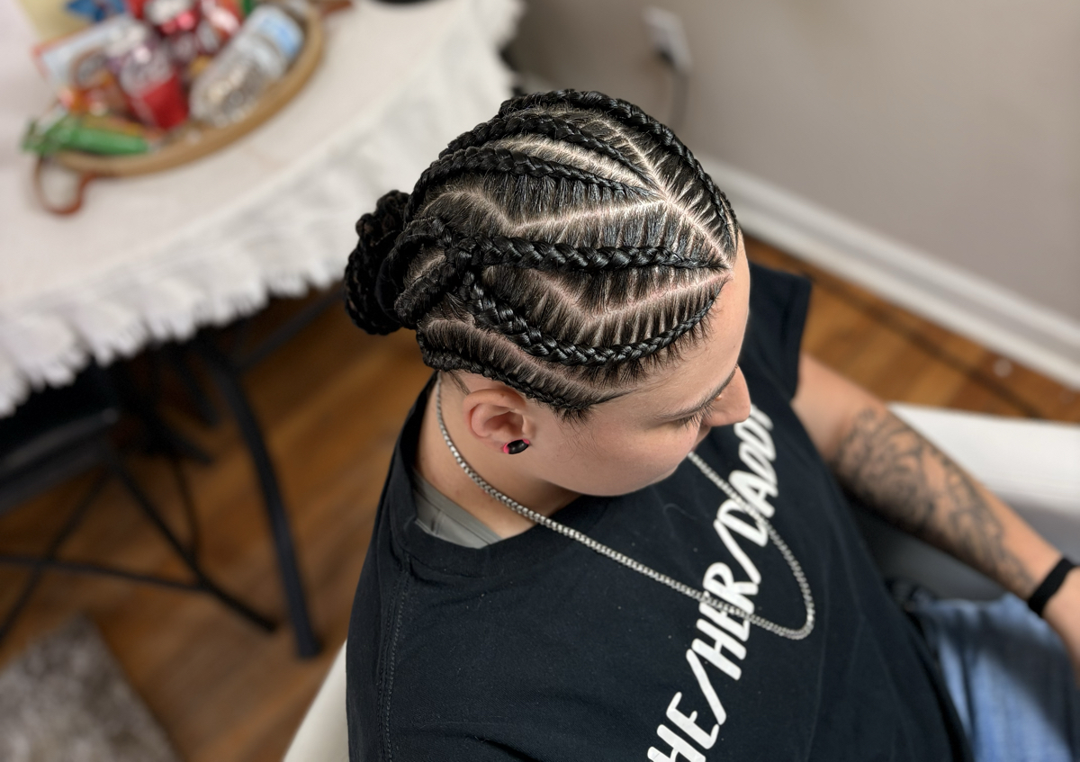 All back cornrows (without hair extensions)