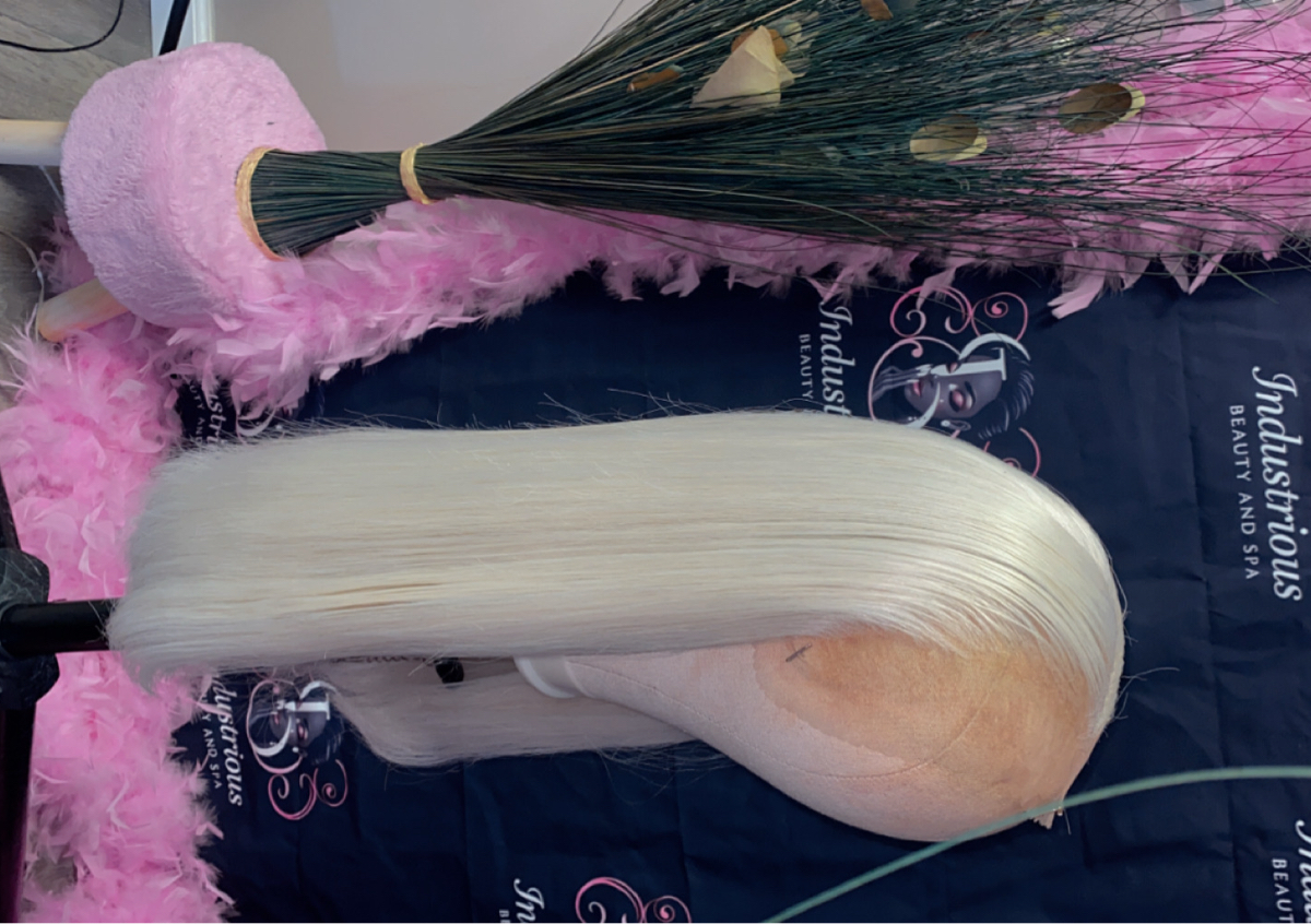 13x4 Platinum Blonde Synthetic Lace Front Wig Straight Heat Resistant 26 Inch