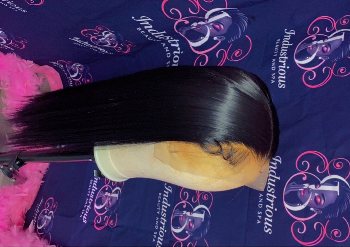 13x6 Lace Front Wigs Synthetic 24 Inch Long Straight Wigs, Natural Black Lace Frontal Wigs