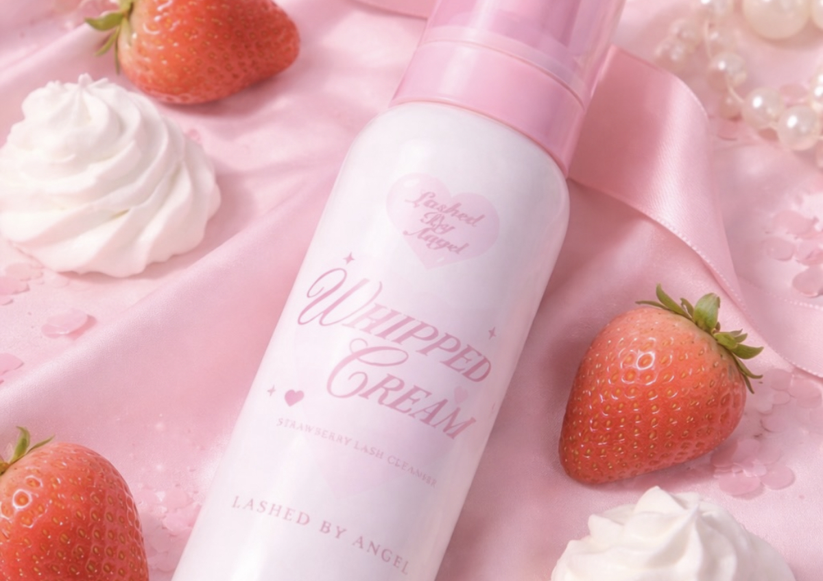 Strawberry whipped cream lash cleanser