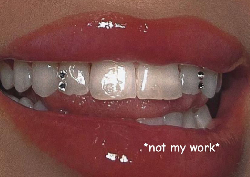 4x Swarovski tooth gem 