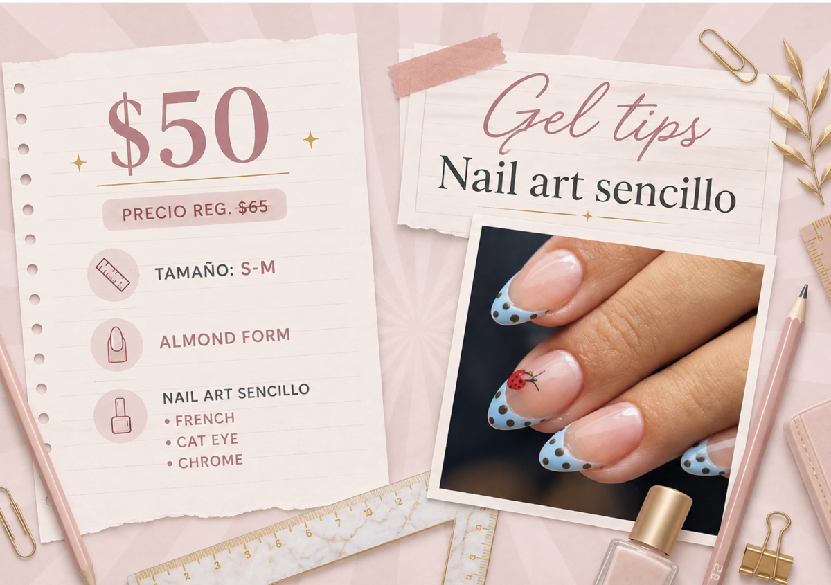 Gel tips + Nail art sencillo