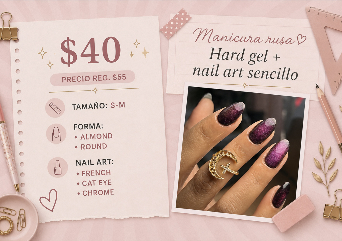Manicura Rusa + Hard Gel 