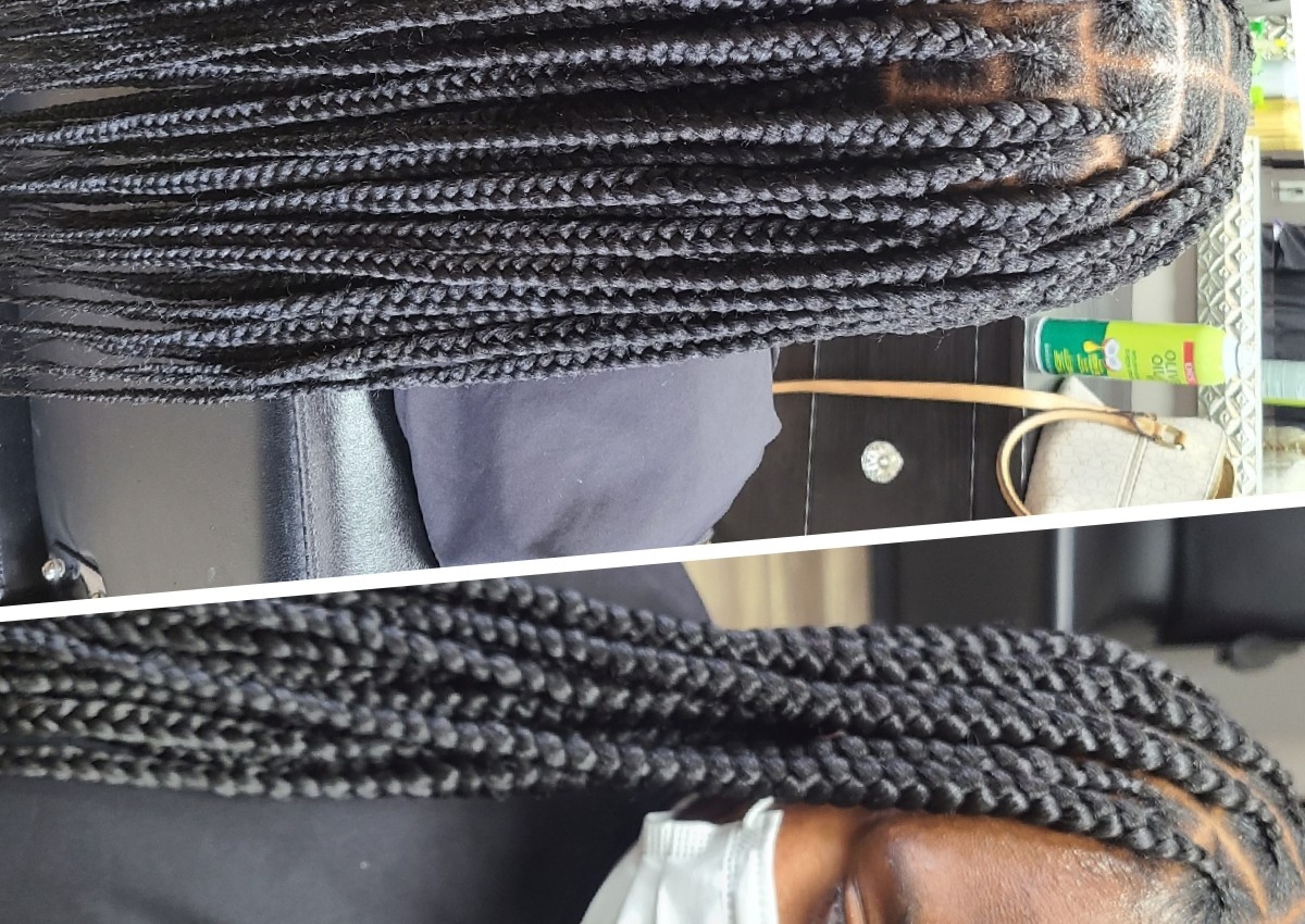 Medium knotless braids (midback)