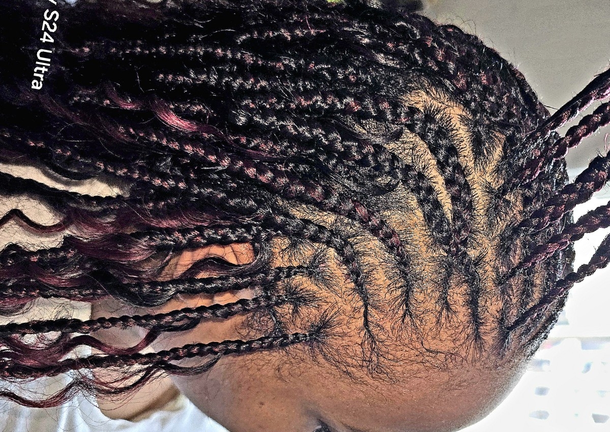 Half&half knotless/cornrows boho(waistlength)