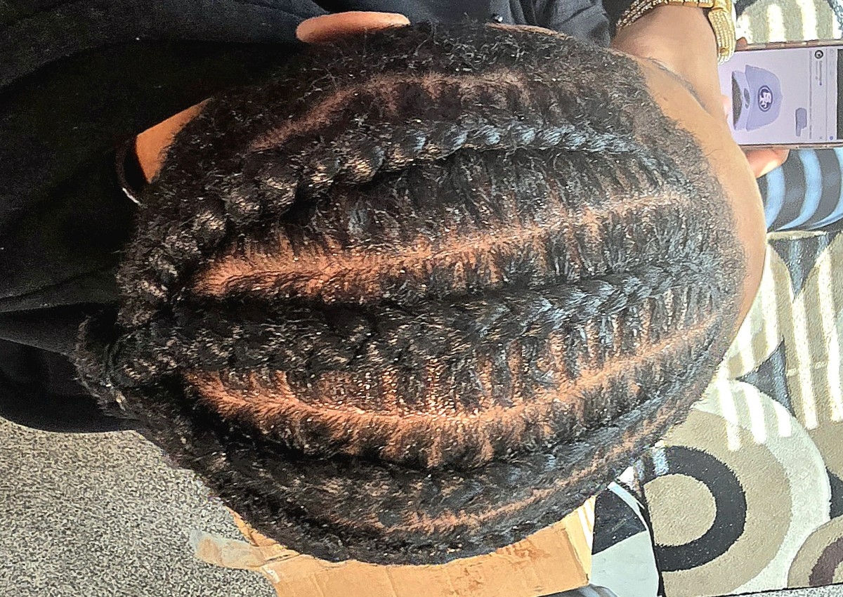 Mens cornrow on half cut hair(all back)