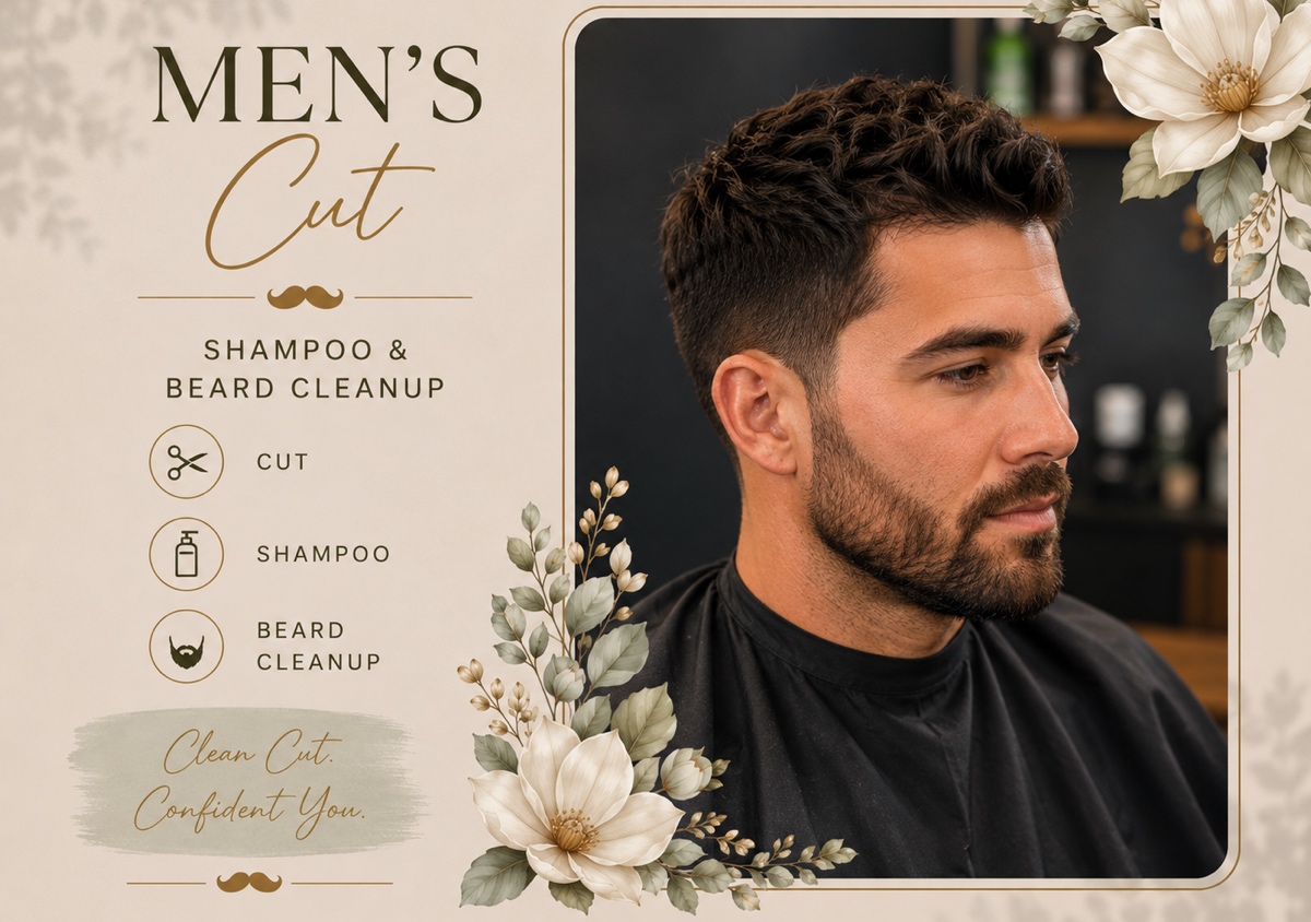 Men's Cut, Shampoo, & Beard Clean-Up 