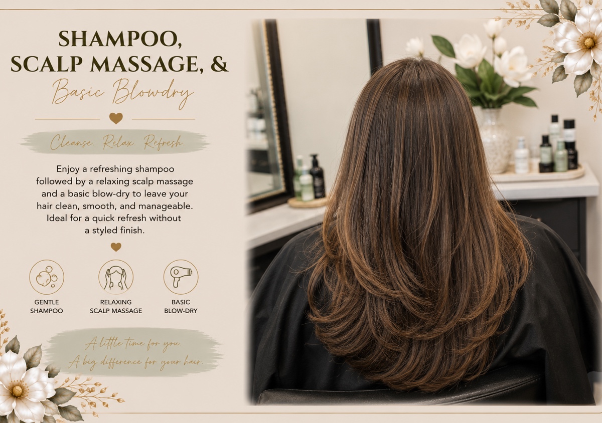 Shampoo, Scalp Massage, & Basic Blowdry