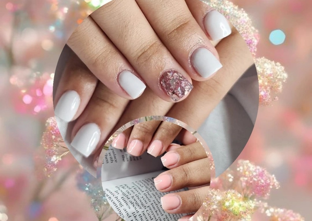 💅🏻Uñas acrílicas cortas➡️  un solo color & billito en dos uñas  si Haci lo desea