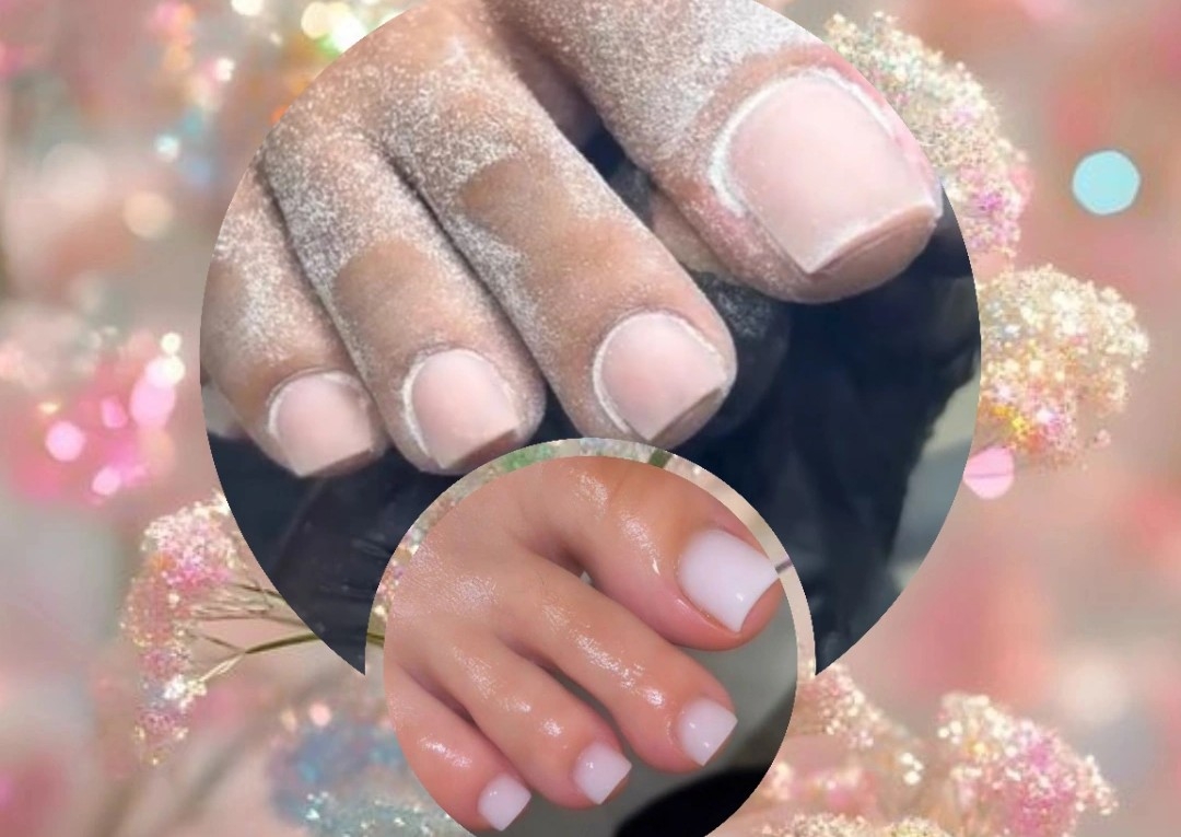 🦶🏻Acrílico clear en los pies completo+ esmaltado en gel  en los pies👣
