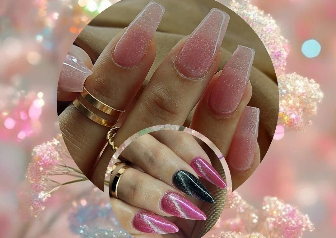 💅🏻soft gel tips largo ➡️ un solo color & brillito en dos uñas si Haci lo desea 