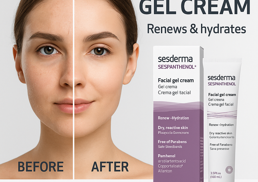 SESDERMA SESPANTHENOL Regenerating Gel Cream 100ml Dry Reactive Skin Panthenol