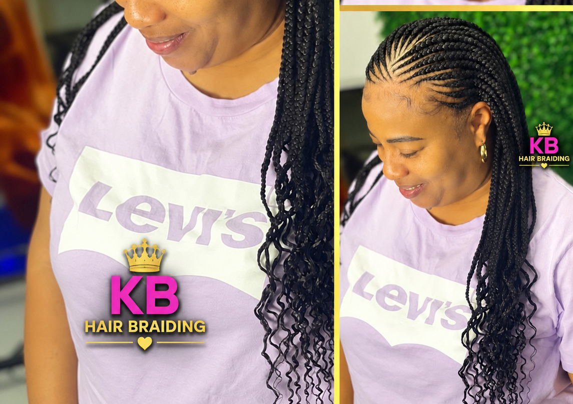 Medium Cornrows in front braids in back (2/2)