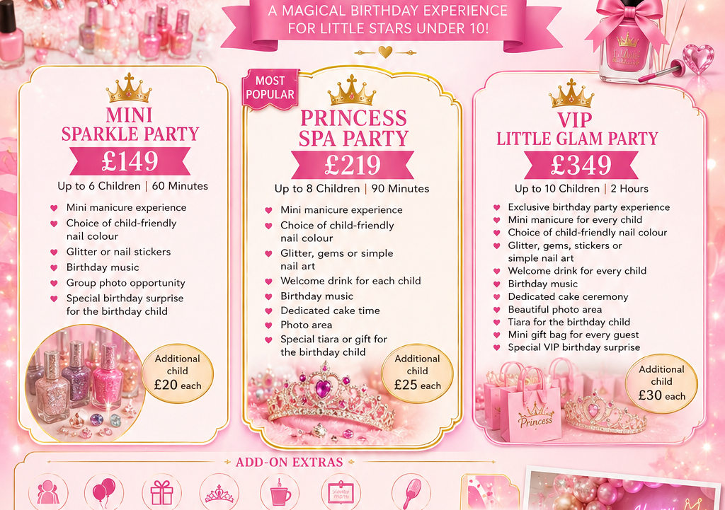 MINI SPARKLE PARTY — £149 - Upt to 6 kid