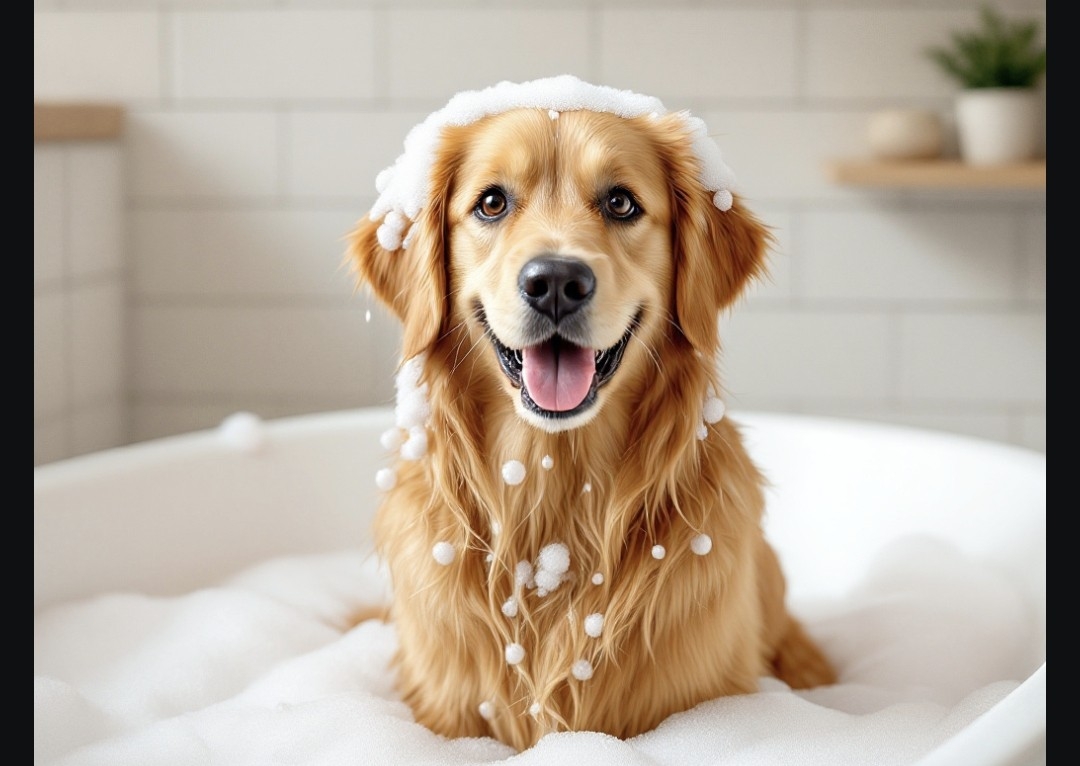 Bubble bath, long coat 50-70lbs