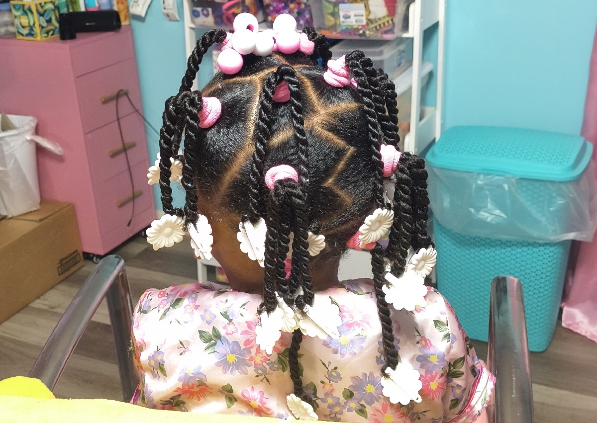 Girls Ponytails Barrettes and BoBo's with accessories provided