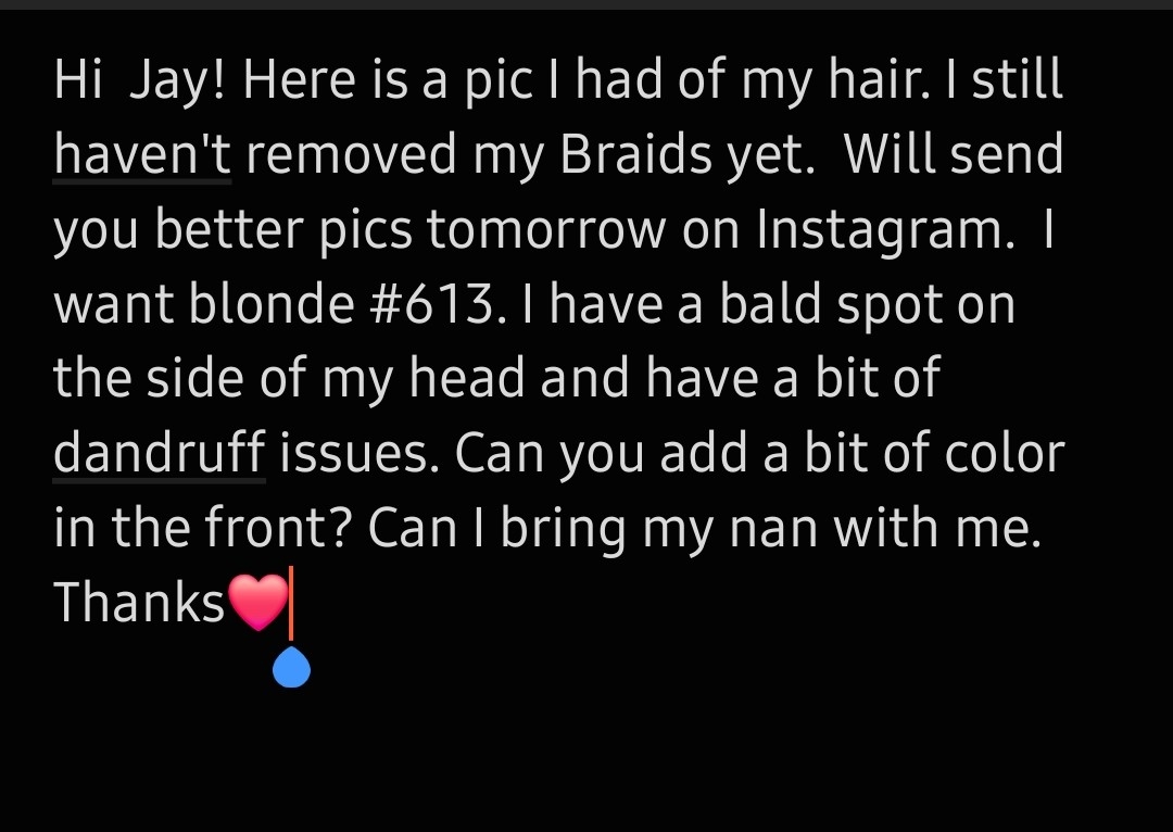 BOOKING DESCRIPTION EXAMPLE