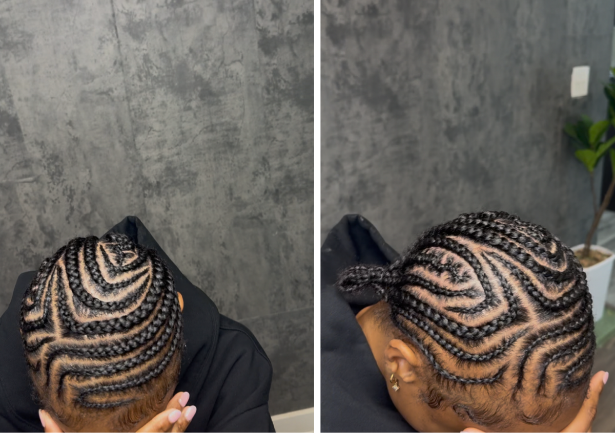 cornrows freestyle(no braiding hair added)