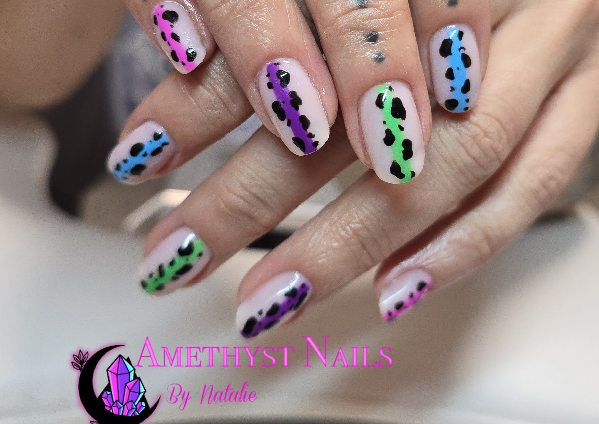 Acrylic Infill or Overlay on natural nail + Simple nail art