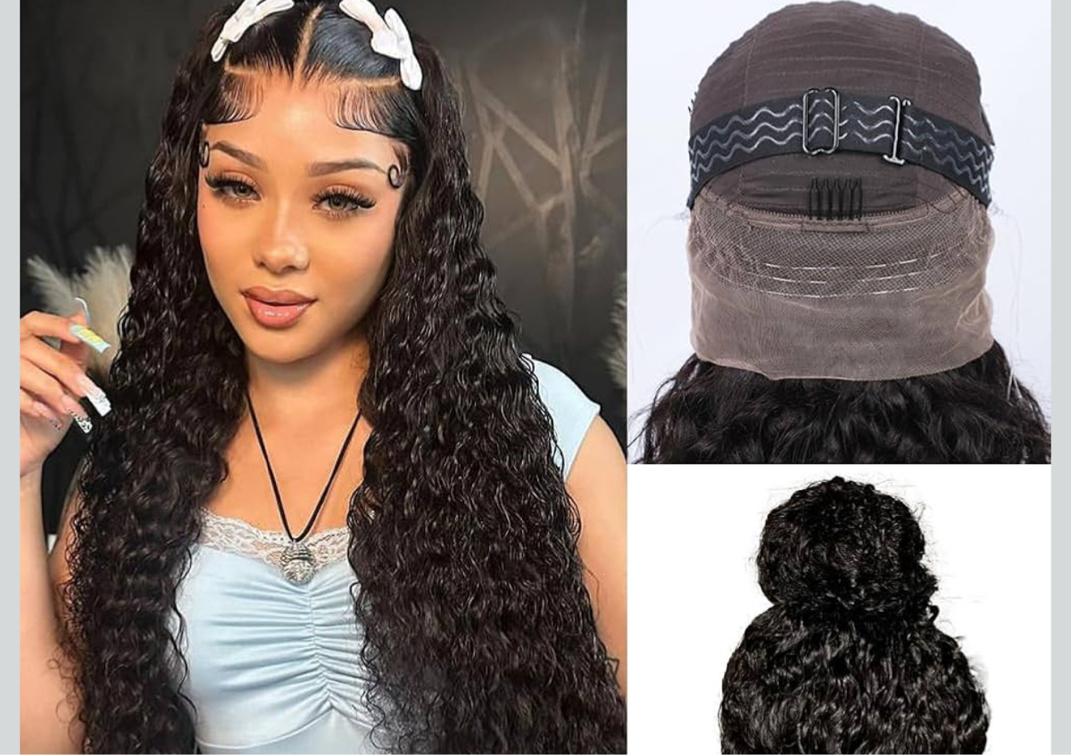 Hidden Strap Water Wave 360 Glueless Wigs Human Hair
