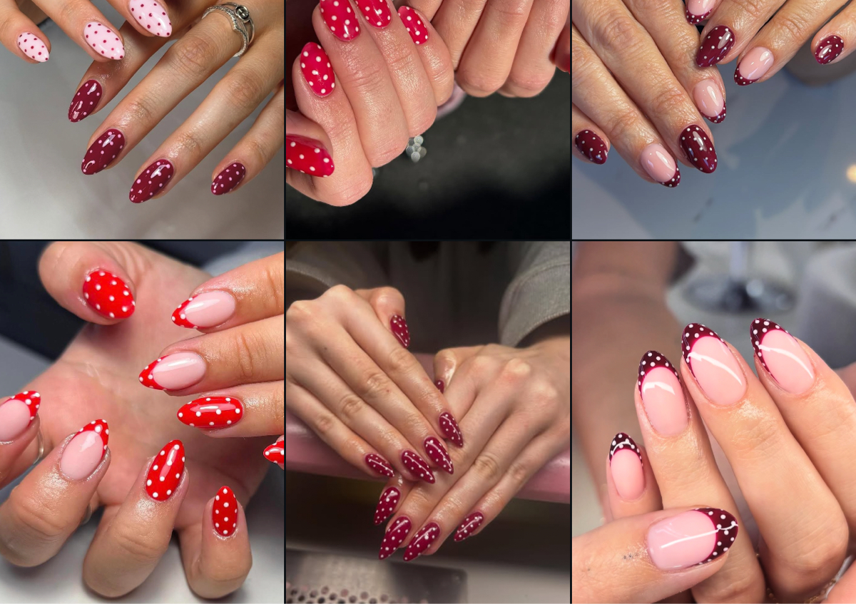 Red polka dot nails 