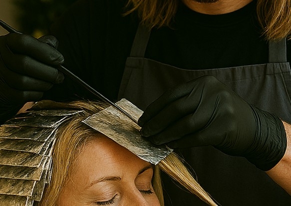 Half head foiling/balayage with Certified Organic/Natural hair colour