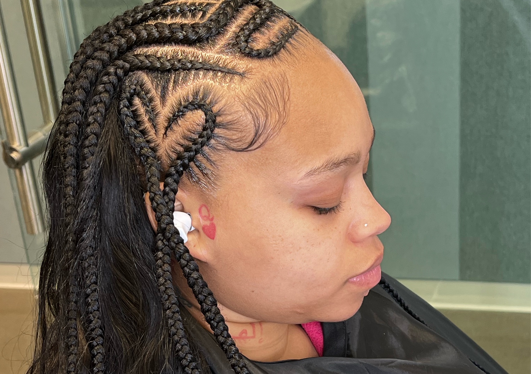 Half stitch braids half sew in