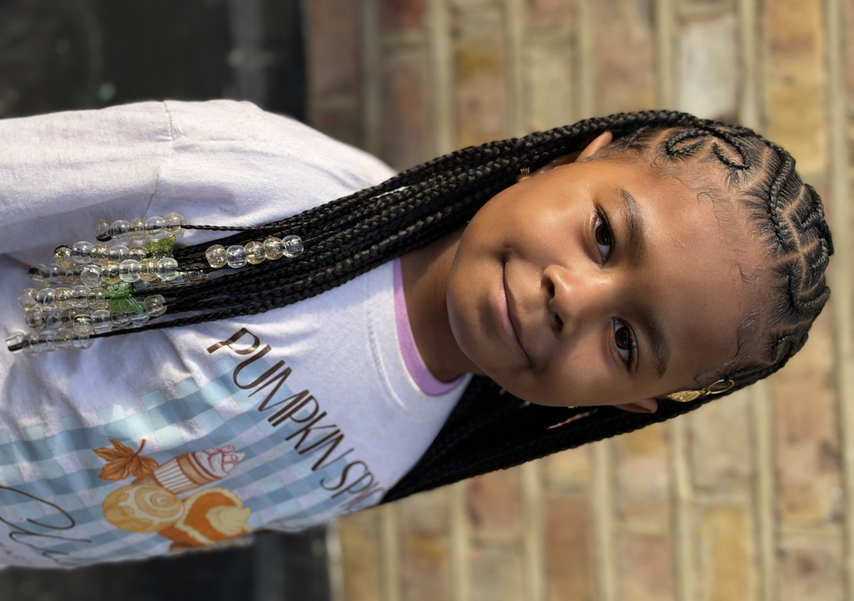 New B Kids Fulani Love Heart Braids with added hair, styling and beads (ages 2-15) (2/2)