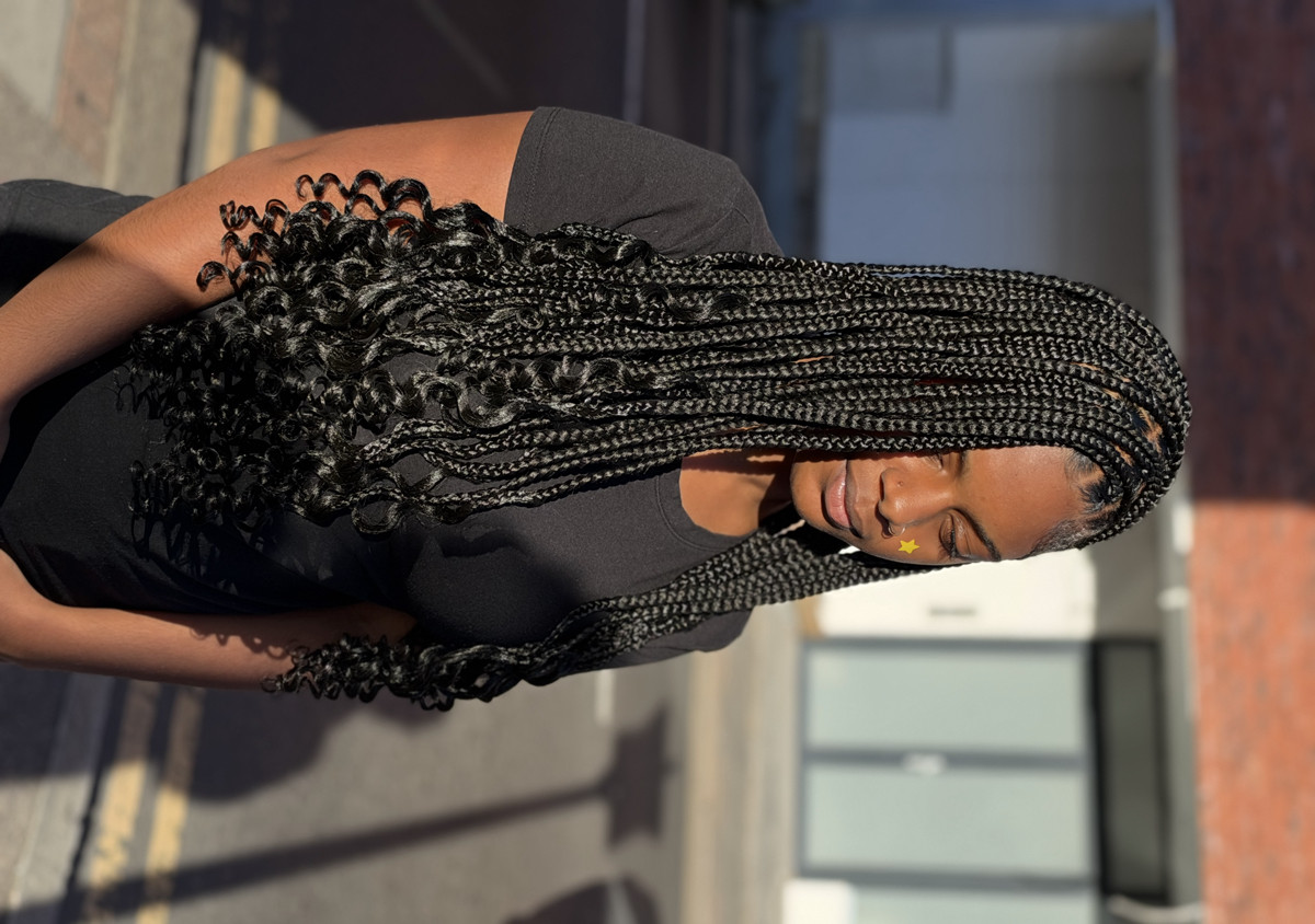 New B Kids knotless Braids (Medium) mid back length  (3/4)