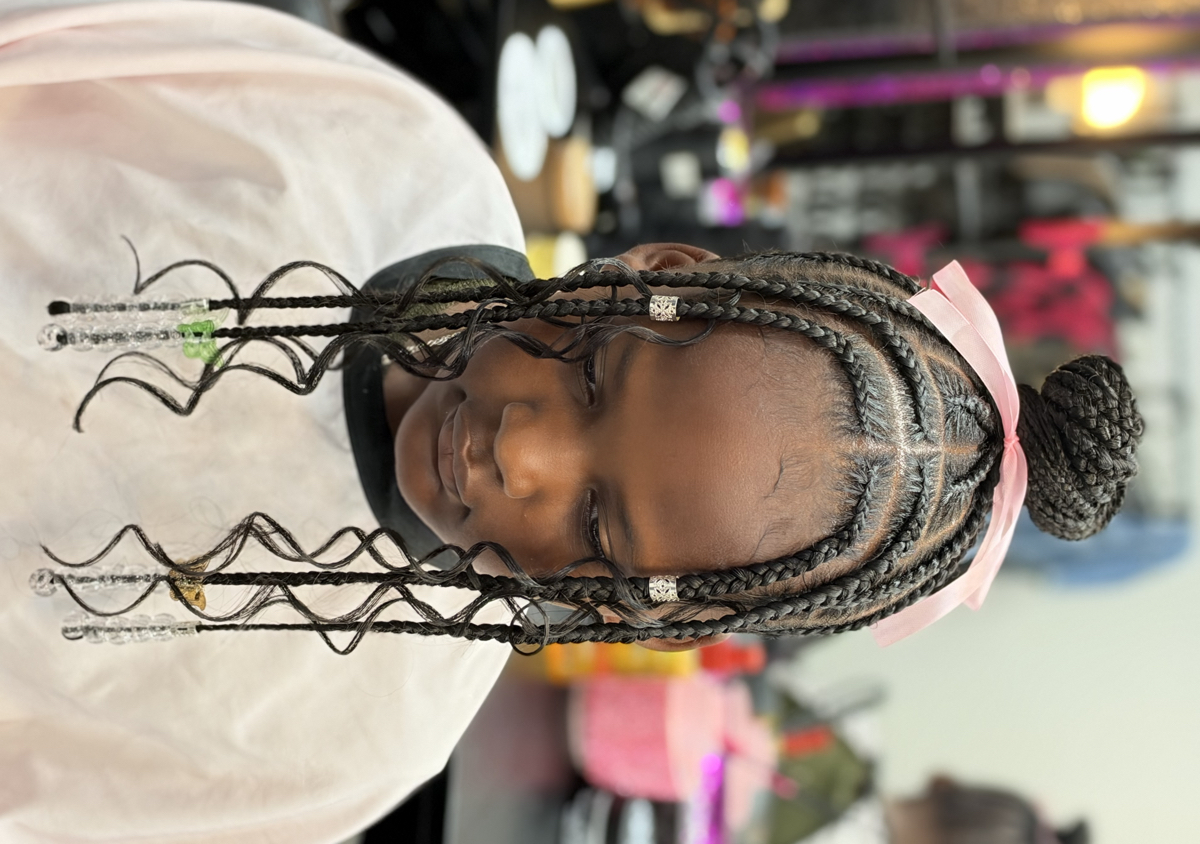 New B Kids Braided Buns, Beads & Bows (hair included) (4/4)