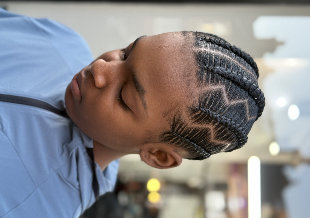 Boys Standard New B  Kids  Stitch Braid natural hair (Ages 2-15) (1/2)