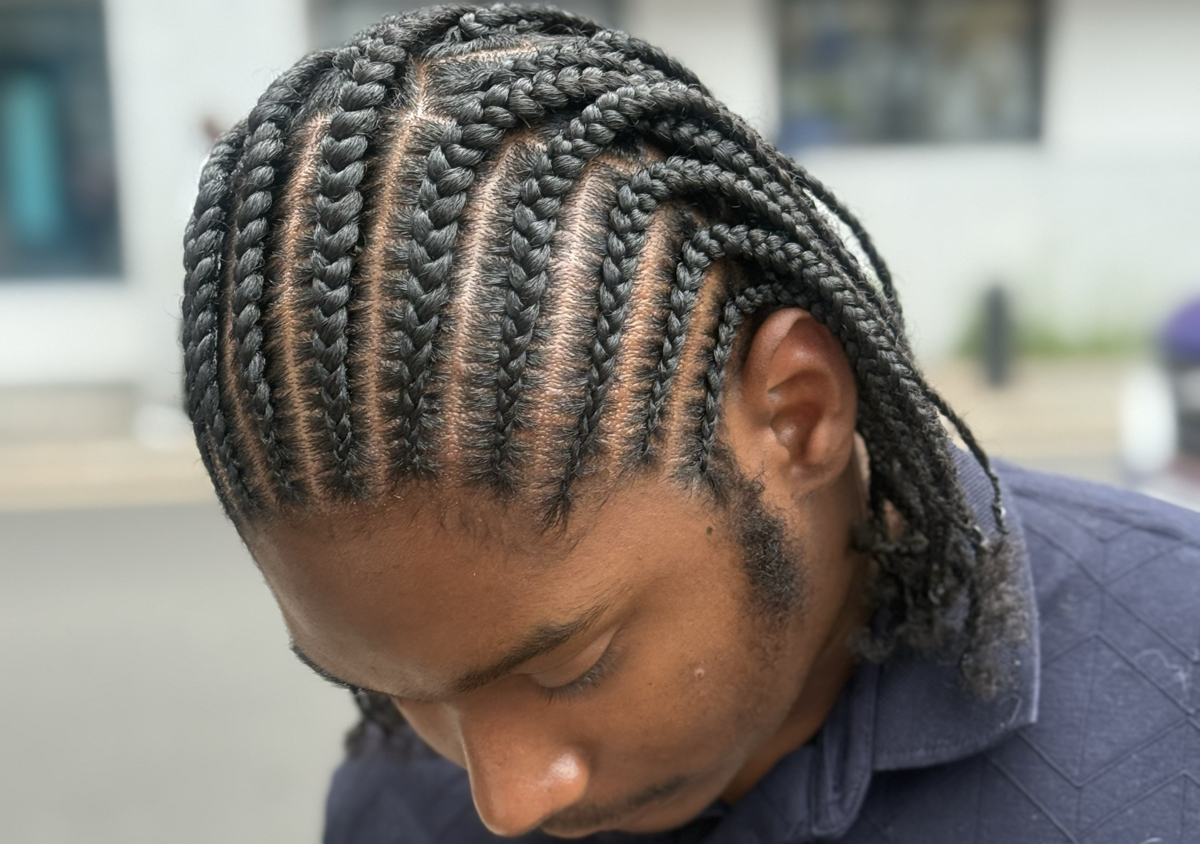 Mens Fulani Braids half stitch half single/twist