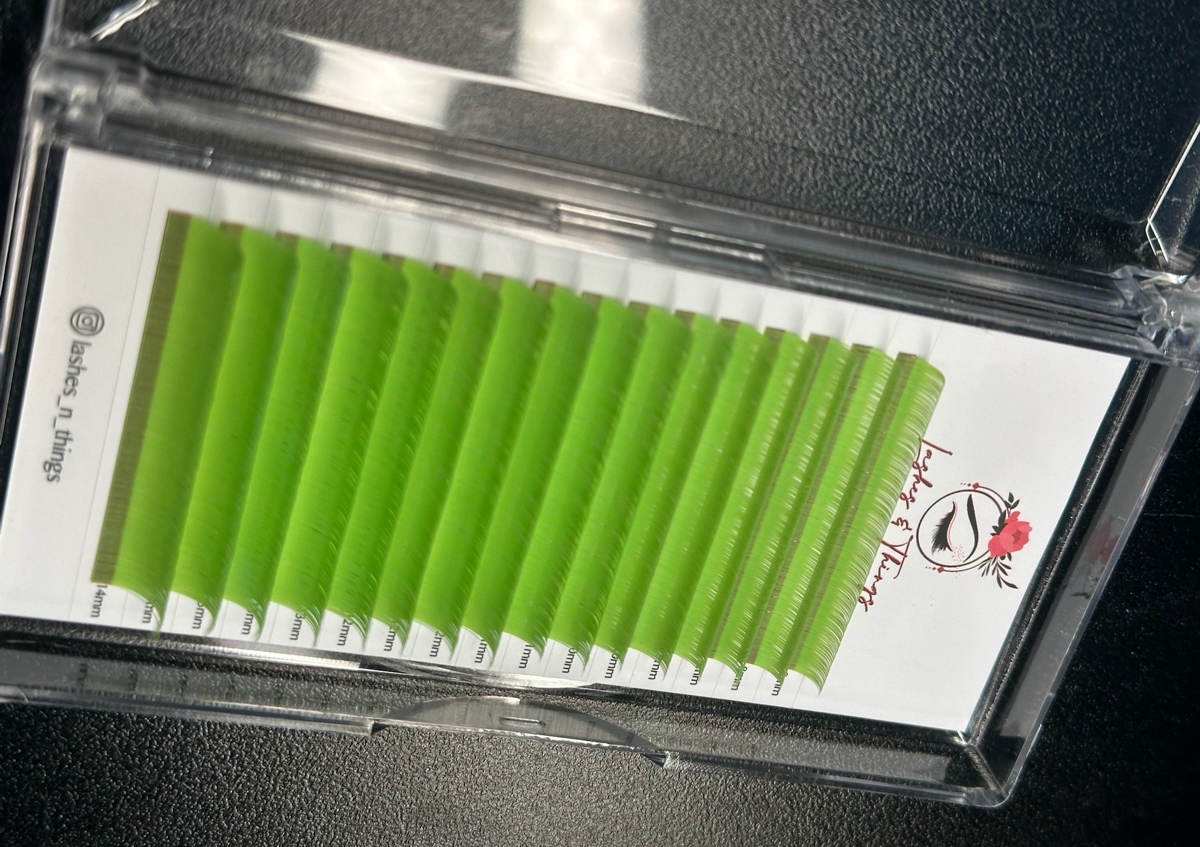 Lime green volume lash extensions