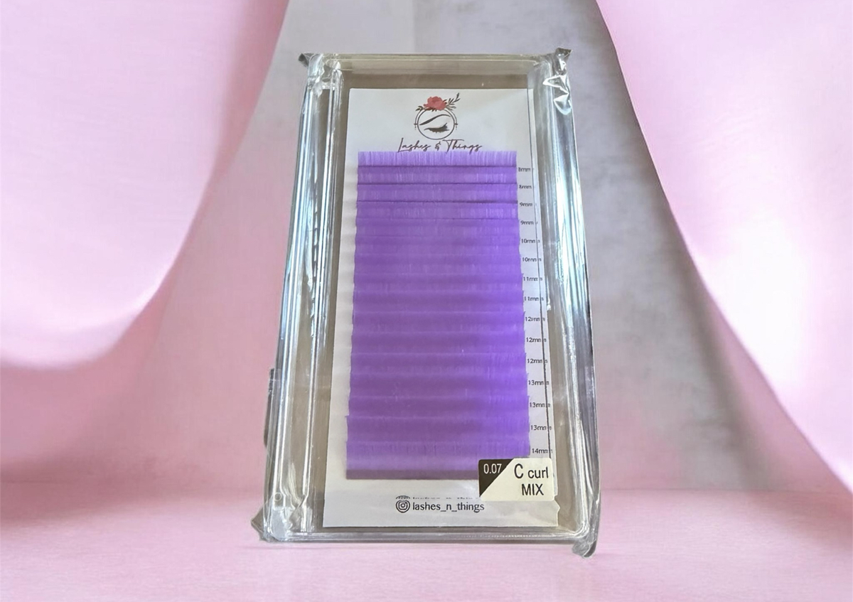 Neon purple volume lash extensions