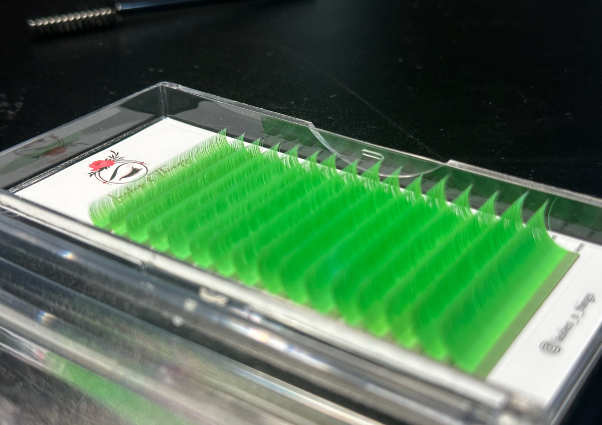 Neon green volume lash extensions