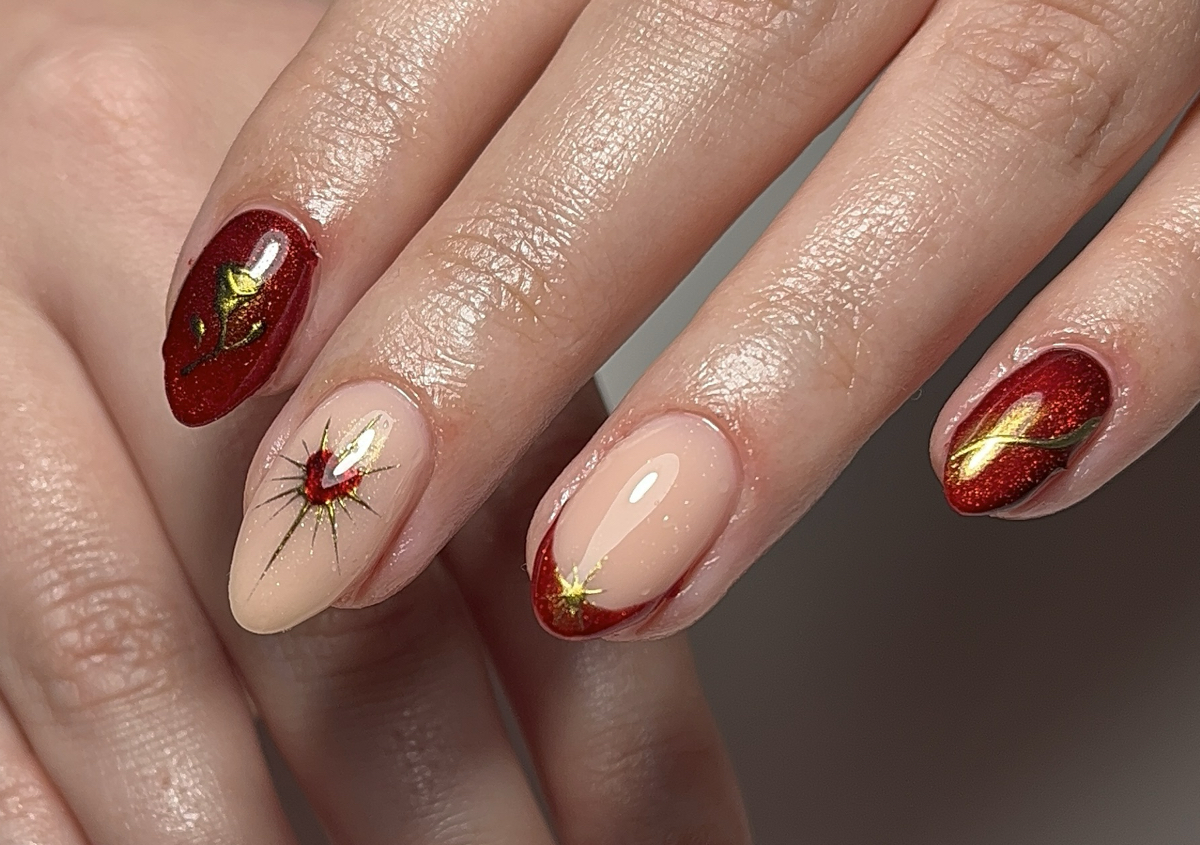 Biab and detailed nail art