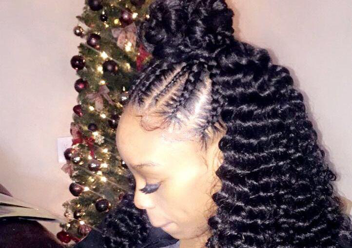 Crochet braid and cornrow to the front 