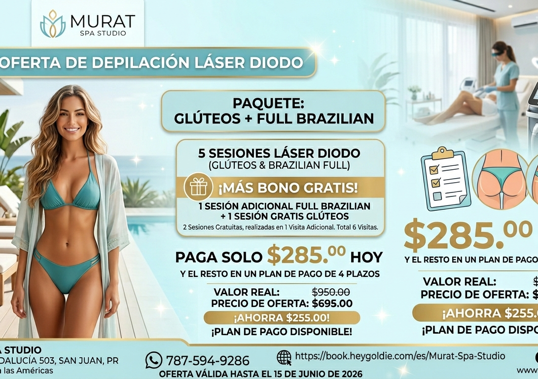 Oferta Laser Diodo 6 sesiones para Full Brazillian y Glúteos 