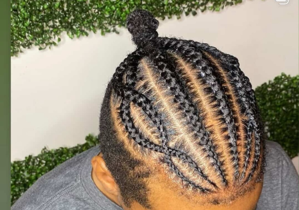 Man Bun Cornrows (high top fade)