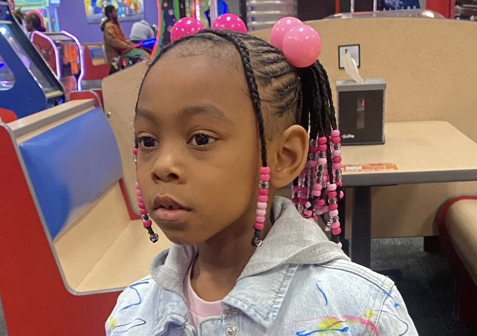Kid 2 braided ponytails 