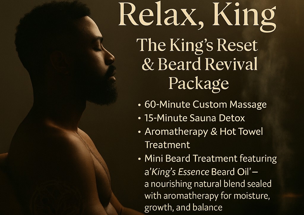 (3) 60 min Swedish Massage, 15-min Sauna Detox, 15-min Beard Treatment