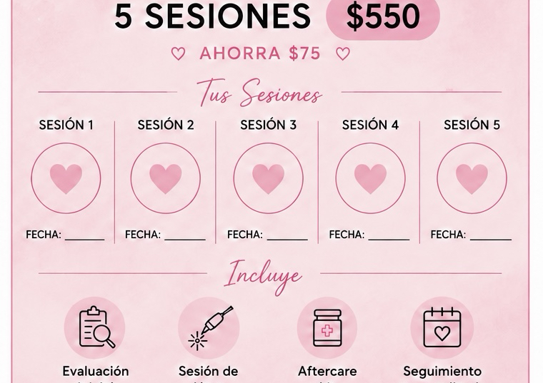 5 secciones de Remocion de cejas tatuadas  con laser