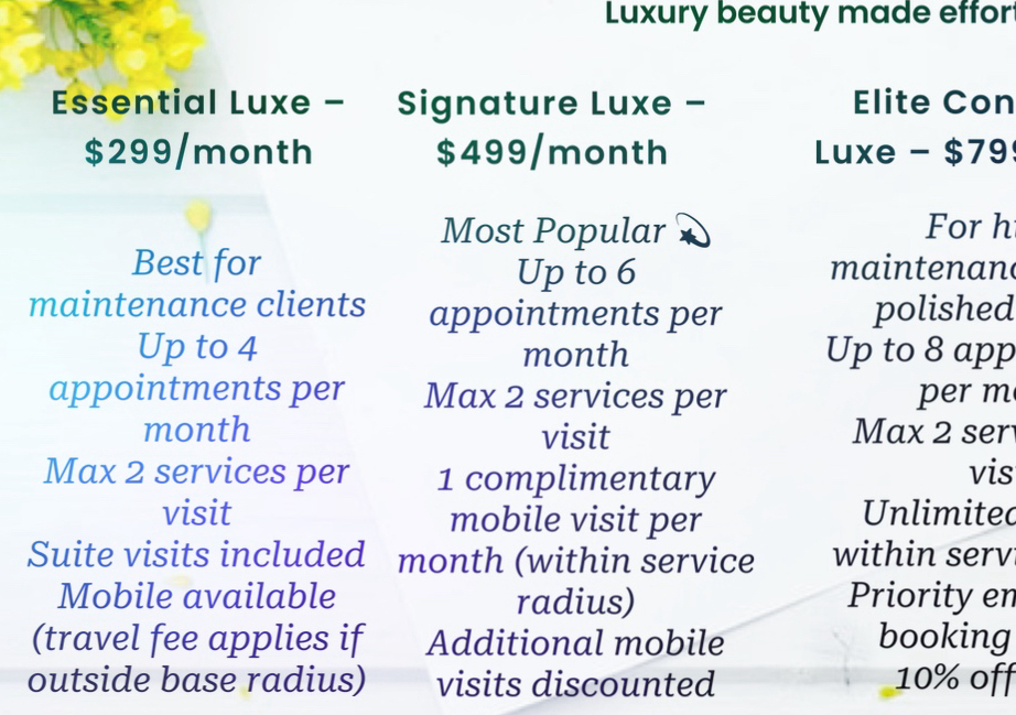 Signature Luxe – $499/month