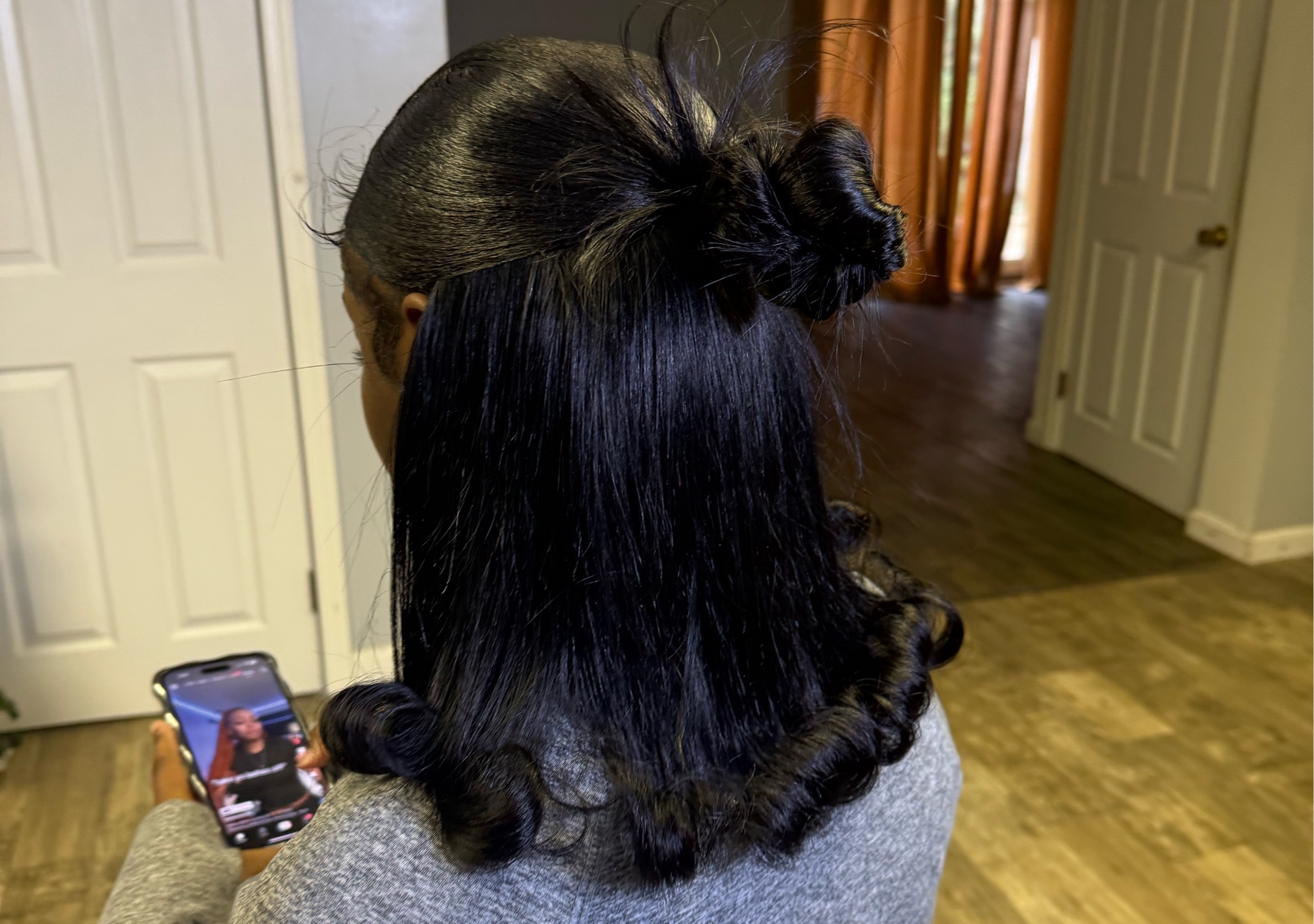 v part half up/half down