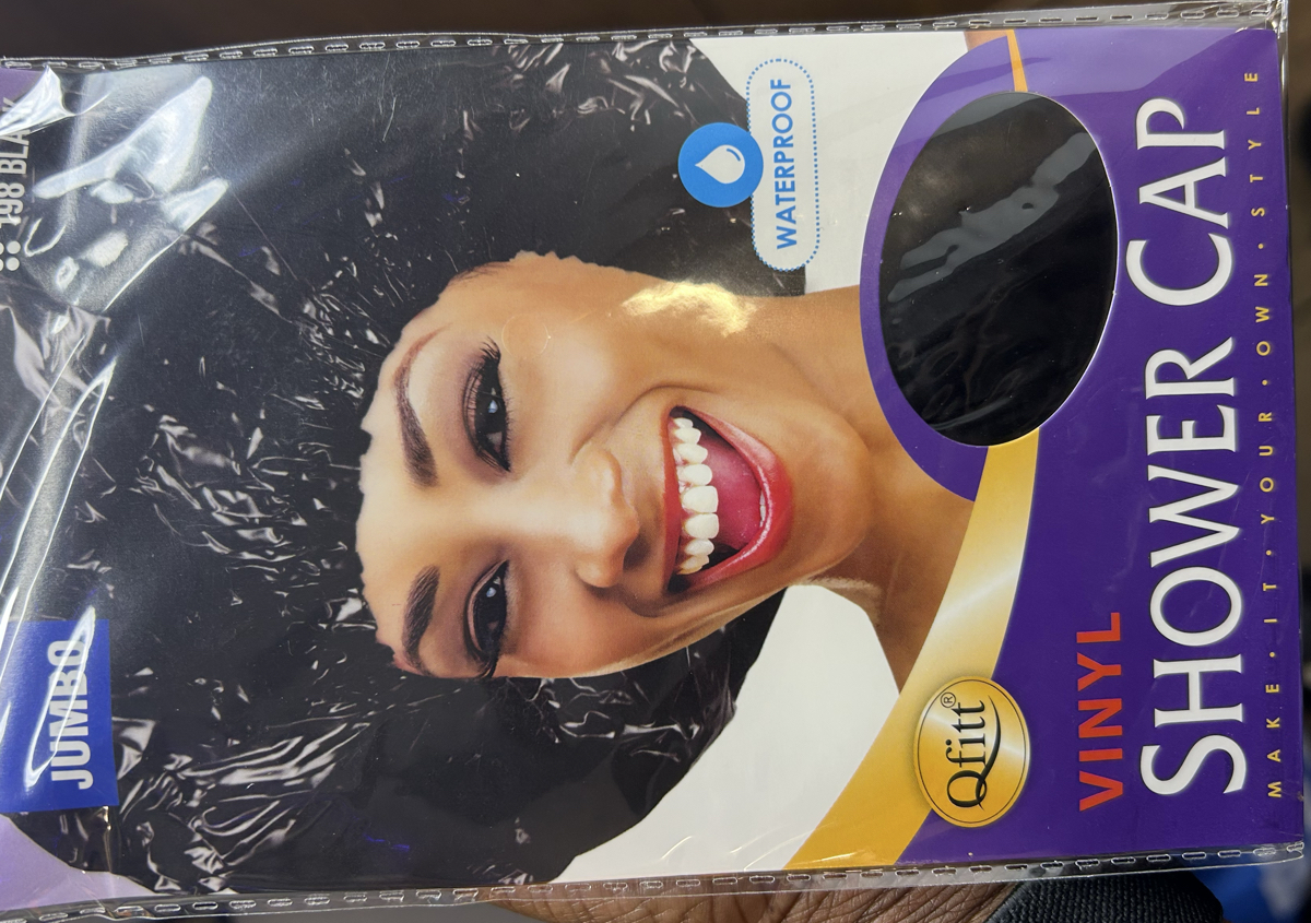 JUMBO Black Vinyl Shower Cap